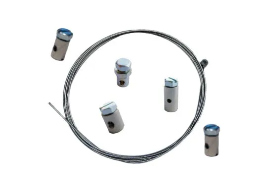 Kupplungsseilreparaturkit Ø 1,8 mm, L 2000 mm, Quernippel 8x8 mm, inkl. 5 verschiedene Schraubnippel, für Vespa