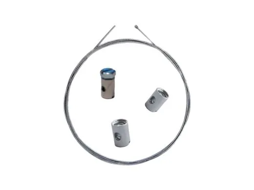 Gasseilreparaturkit Ø 1,25 mm, L 2000 mm, Zylindernippel 3x3 mm, inkl. 3 verschiedene Schraubnippel