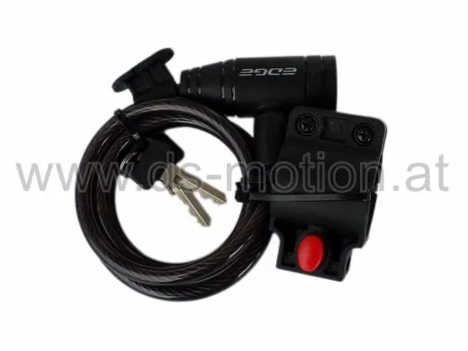 Spiralschloß schwarz mit Rahmenhalter, Außendurchmesser 8 mm, Länge 1200 mm, 2 Schlüssel