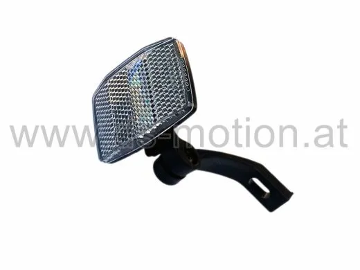 Strahler weiß, eckig, mit Halter für V-Bremse, Winkel verstellbar, E- und K-Prüfnummer