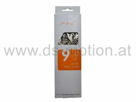 Kette 1/2x11/128, 9 fach, Pin- 6,4 mm, 116 Glieder, silber, P9002, kompatibel mit Shimano, SRAM