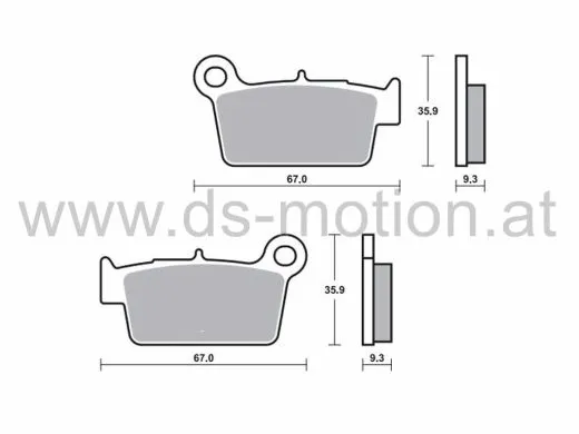 Bremsklötze 67 x 35,9 mm, Beta RR 50 Enduro, Motard 2012-, RR 125 SM, Trial 2006- hinten
