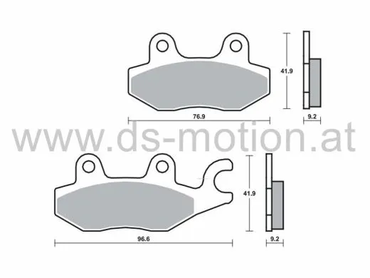 Bremsklötze 96,6 x 41,9 mm, 76,9 x 41,9 mm, Aeon Overland, Roadster, Arctic Cat DVX, Cagiva Canyon, Honda Rebel, Kawasaki Ninja, Kreidler, Suzuki, Yamaha, FZR, Raptor