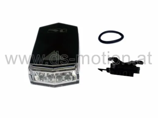 Scheinwerfer schwarz, 4 LED, 3 Funktionen, mit Batterien und Halter, Minitaschenlampe