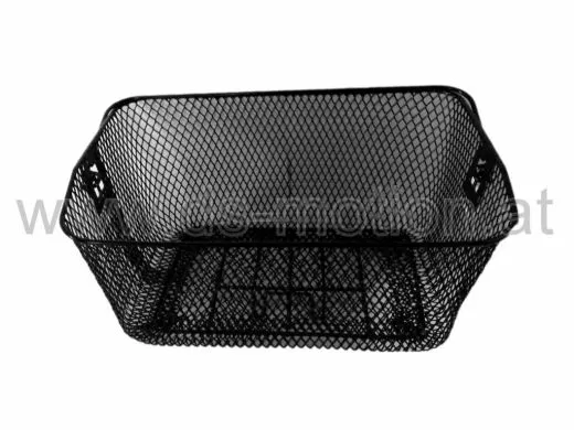 Korb hinten, schwarz, engmaschig, mit Bügel, 40 x 30 x 17 cm