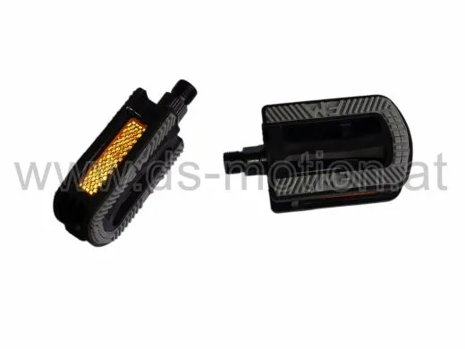 Pedale schwarz/grau, Kinder und Jugend, Antirutscheinlage, Reflektoren, mit Prüfnummer, 9/16 Achse, per Paar