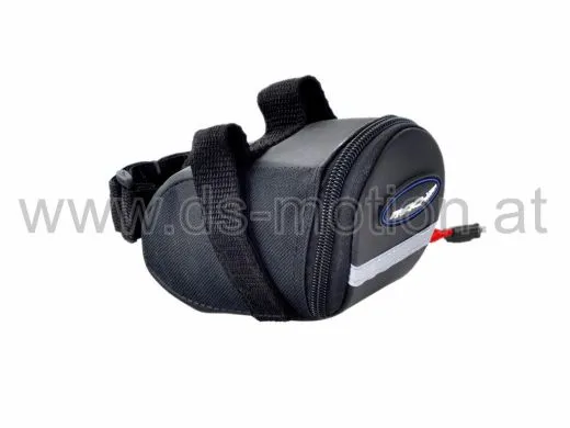 Satteltasche, 1 Reißverschluß, Sattelstützenmontage mit Klettverschluß und 2 zusätzliche seitliche Klettverschlüsse