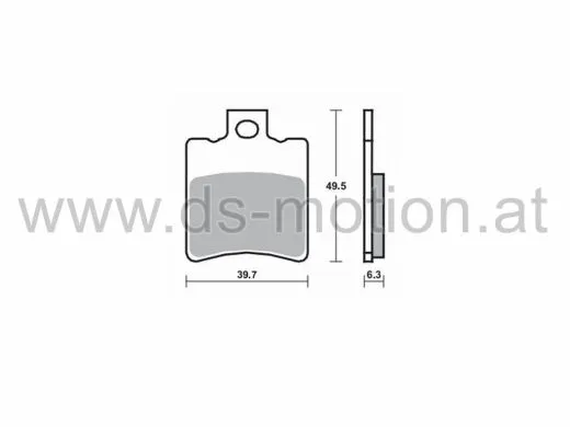 Bremsklötze 39,7 x 49,5 mm, Aprilia Amico, Guilliver, Rally, Scarabeo, SR Factory, Benelli, Gilera Runner, Honda X8R, Malagutti F10, F12, F15, Firefox, MBK Booster, Flipper, Ovetto, Nitro, Peugeot Speedfight (Brembo),Yamaha Aerox, Neos, Piaggio NRG, Zip,
