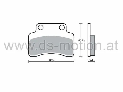 Bremsklötze 59,6 x 43,7 mm, Beeline Memory, Benelli Quattro, CPI Aragon. Formula, Hussar, Oliver, Popcorn, Generic Ideo, Xor, Explorer Cracker, Twister, Keeway, Kymco Heroisim, Tauris, Rieju Toreo, Pacific, TGB Veloce