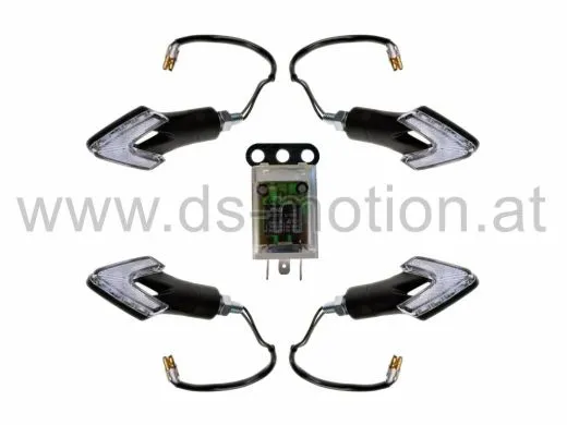 LED Blinker Umbaukit DS RACING komplett weiß, schwarz mit Blinkerrelais
