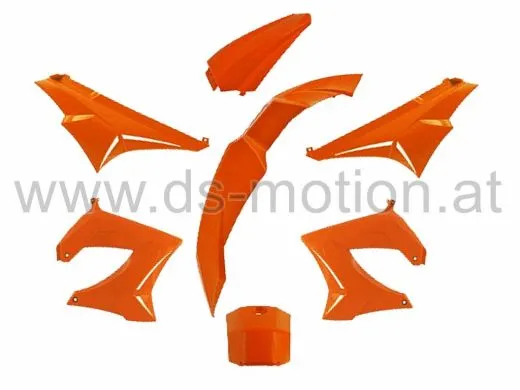 Verkleidungsset Derbi Senda R, SM 50 X-Treme -2010 orange, 7 teilig