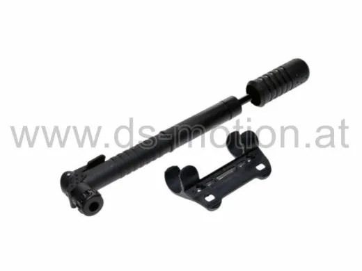 Mini Luftpumpe mit Halter, schwarz, Kunststoff, Schnellverschlußhebel, Wechseladapter für AV, DV, FV