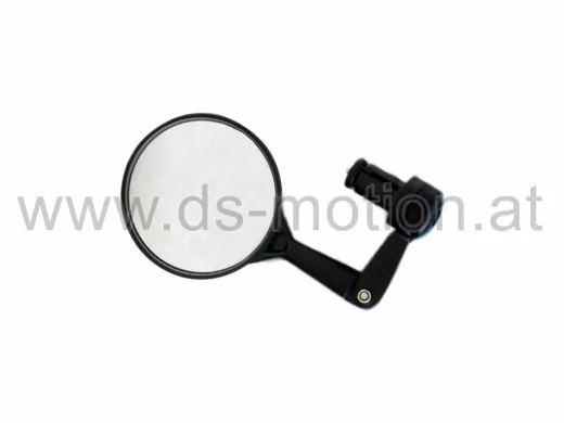 Fahrradspiegel 3D, schwarz, rund, Ø=76 mm, 3 dimensional verstellbar, Montage durch Innenklemmung am Lenkerende