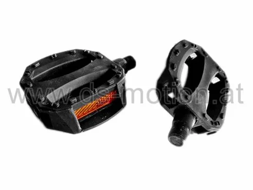 Pedale schwarz, Kunststoff, Reflektoren, 9/16 Stahlachse, kugelgelagert, per Paar