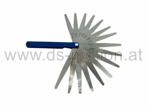 Fühlerlehre, Ventillehre 17 teilig, 0,02 - 1,00 mm in praktischer Aufbewahrungsbox