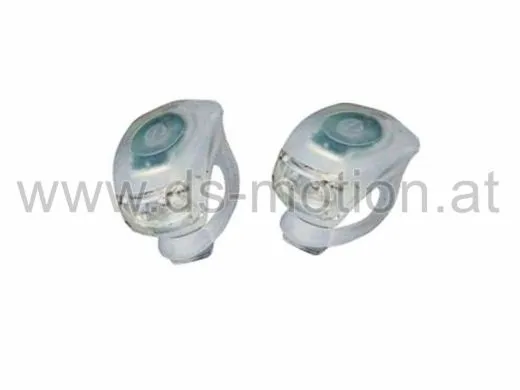 Mini Lichtanlage LED, weiß, Gummihalter, inkl. Knopfbatterien, Dauer-, Blinkfunktion