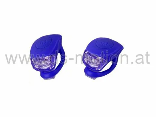 Mini Lichtanlage LED, blau, Gummihalter, inkl. Knopfbatterien, Dauer-, Blinkfunktion