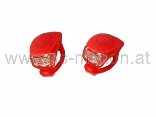Mini Lichtanlage LED, rot, Gummihalter, inkl. Knopfbatterien, Dauer-, Blinkfunktion