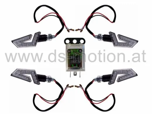 LED Blinker Umbaukit DS RACING komplett weiß, schwarz mit Blinkerrelais