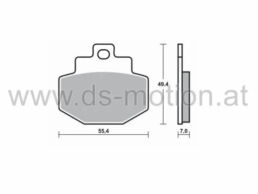 Bremsklötze 55,4 x 49,4 mm, Benelli Adiva 125, 150, Gilera Runner ST 125, VX 125, VXR 180, Piaggio Vespa GT 125, 200 L, GTS 125, 250, 300, GTX Super Hexagon 125, 180, 250