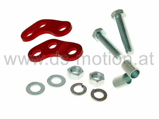 Höher-, Tieferlegungsadapter, rot, Aprilia RX, SX, Derbi Senda, Gilera RCR, SMT