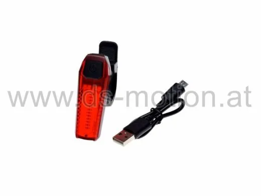 Rücklicht LED, Lithiumakku, 6 Funktionen, USB Ladeanschluß