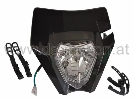 Scheinwerfermaske mit Scheinwerfer schwarz, KTM Style, universal mit Halterungen