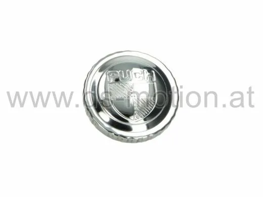 Tankdeckel mit Puchprägung, chrom, für Puch Maxi, Magnum