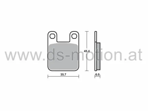 Bremsklötze 35,7 x 45,4 mm, Aprilia RS, RX, SX, Beeline SM, SX, Beta RR, CPI SM, SX, Derbi GPR, Senda R, SM, Gilera RCR, SMT, HRD, Italjet, Malaguti, MBK X-Limit, MH Furia, RYZ, Peugeot (AJP-Bremse), Piaggio, Rieju RR, RRX, MRX, SMX, Spike, Yamaha