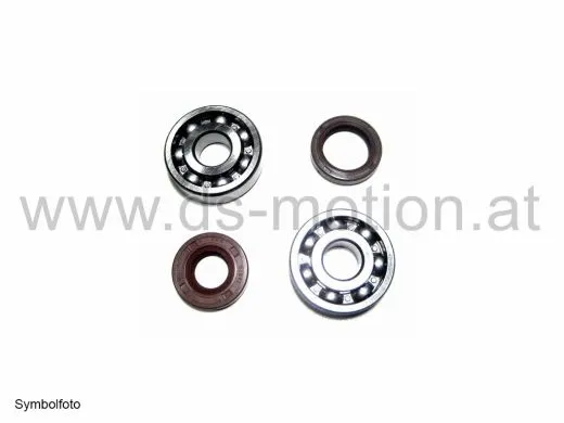 Hauptlagersatz mit Simmerringe, Minarelli Motor Scooter AC, LC, KB 10 mm: Aprilia, Benelli, Beta, Malaguti, MBK, Yamaha, CPI Motor Euro 1, 2: Adly, Aeon, Dinli, E-Ton, Explorer, Generic, Keeway, Kreidler, Rex, Rieju, Sachs, Tauris