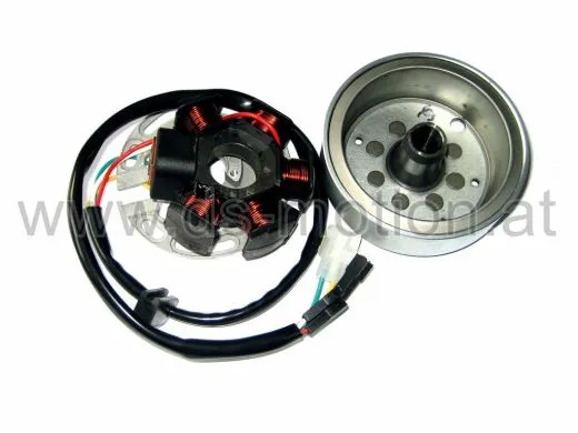 Zündplatte, Stator 6 polig mit Schwung, Derbi Senda EBE, D50B Motor, Aprilia RX 2006-, SX 2006-, Derbi Senda Motor: EBE050 u. D50B, Gilera RCR, SMT