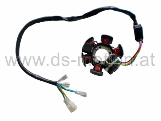 Zündplatte, Stator 6 polig, Derbi Senda EBE, D50B Motor, auch für AM6 passend, neue Ausführung mit Doppelrundstecker, Aprilia, Beta, Derbi, Generic, Gilera, HRD, Keeway, Malaguti, MBK, MH, Peugeot, Rieju, Yamaha