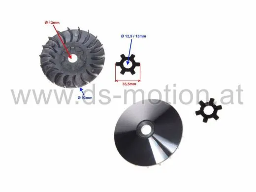Lüfterrad mit Mitnehmerstern für Welle 13 mm, Ø = 94 mm, Minarelli Motor liegender, stehender Zylinder, CPI Motor Euro I