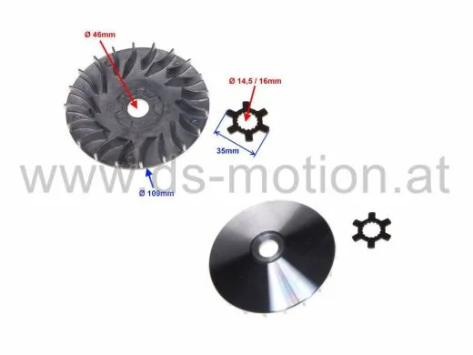 Lüfterrad mit Mitnehmerstern für Welle 16 mm, Ø = 109 mm, CPI Motor Euro II