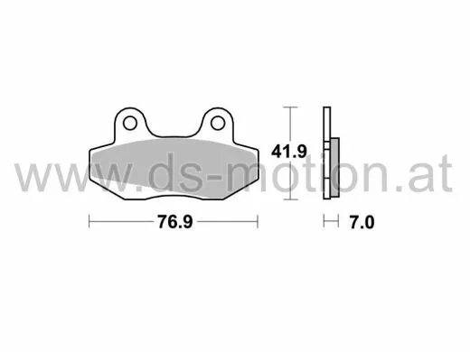 Bremsklötze 76,9 x 41,9 mm CPI Bravo, GTR, Hyosung, Keeway Agora, Active, Jetix, Nexxon, Keeway 125/150, Kymco, Peugeot Speedfight 125, Sachs 125, Sym Wolf, Rieju RS3 125, Tauris Capri 50, 125