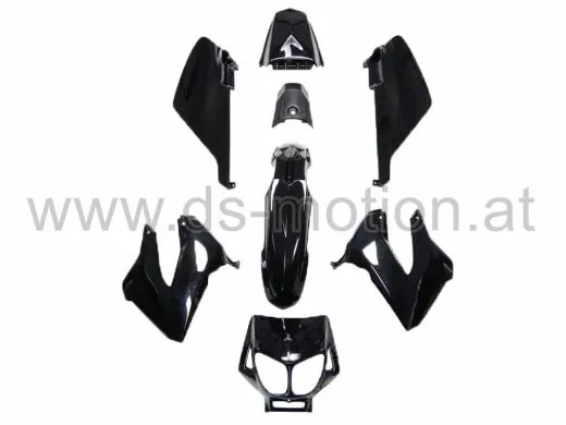 Verkleidungsset Derbi Senda R, SM 50 X-Treme -2010 schwarz, 8 teilig