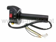 Gasgriff schwarz, universal, Grifflänge 110 mm, Startknopf, Lichtschalter auch als Run-Off-Schalter verwendbar