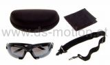 Motorradbrille - Sonnenbrille, schwarz, inkl. Hartschalenetui, Kopfband und Reinigungstuch